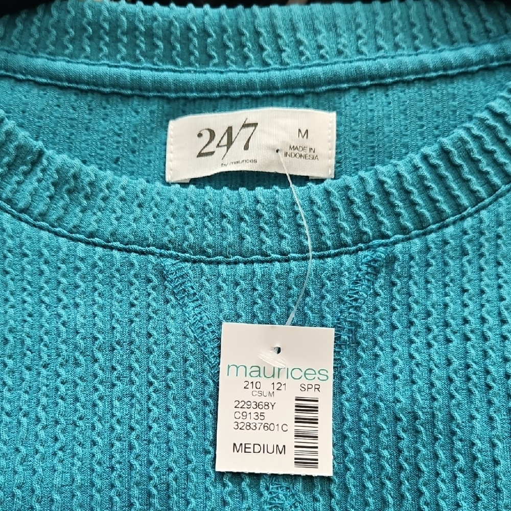 Maurices Turquoise Ribbed Knit Top - Picture 2 of 6